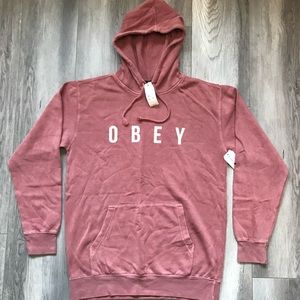 Obey Pullover Hoodie Sz Medium Rose